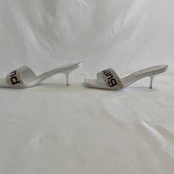 Bianca 105mm Sandal in BLACK | alexanderwang® Alexander Wang Crystal Kitten Heels, Size 37 EU, 6.5 US